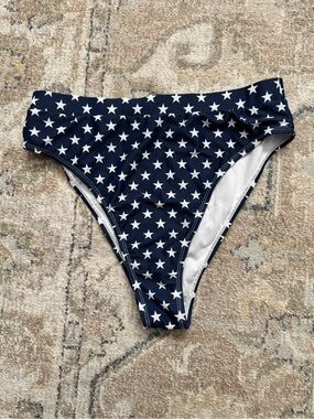 Navy Star-Print High-Cut Bikini Bottoms NWOT
